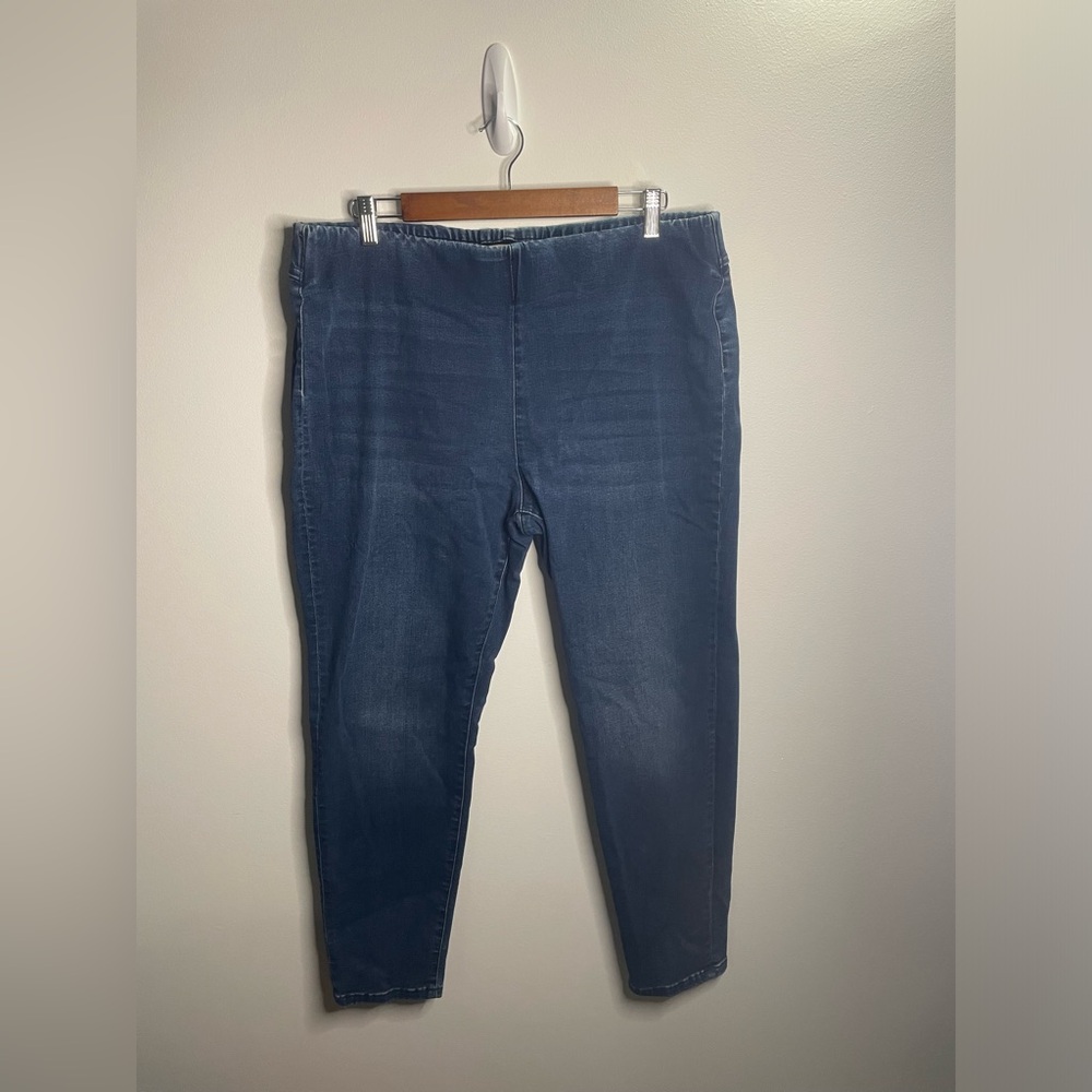 Soft Surroundings Medium Wash Stretchy Elastic Waistband Pull On Skinny Jeans